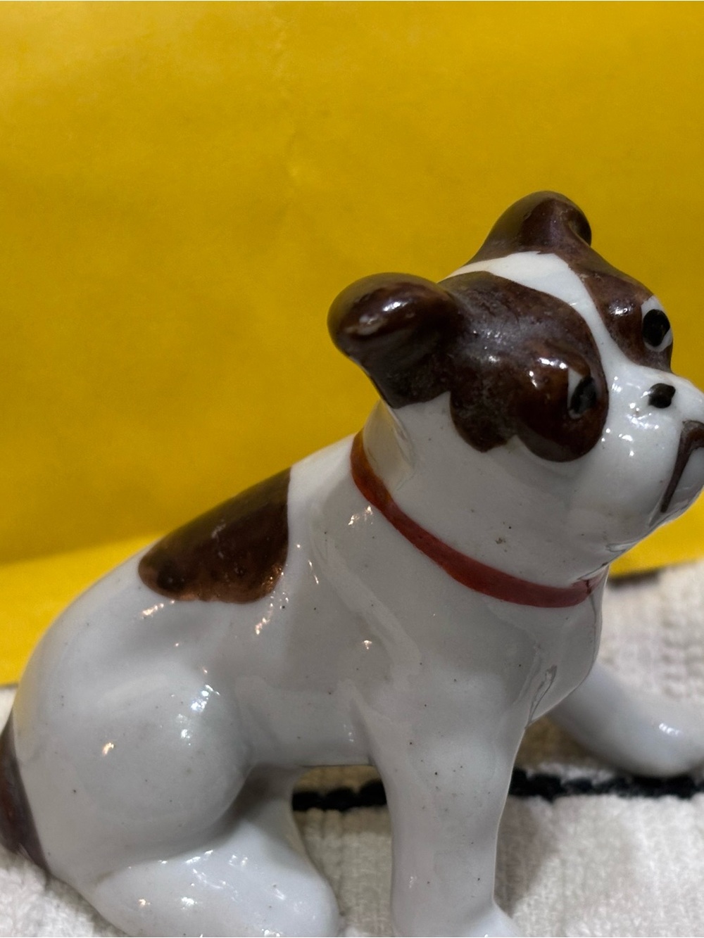 Ceramic Brown & White Dog Figurine Pets Japan Terrier Bulldog